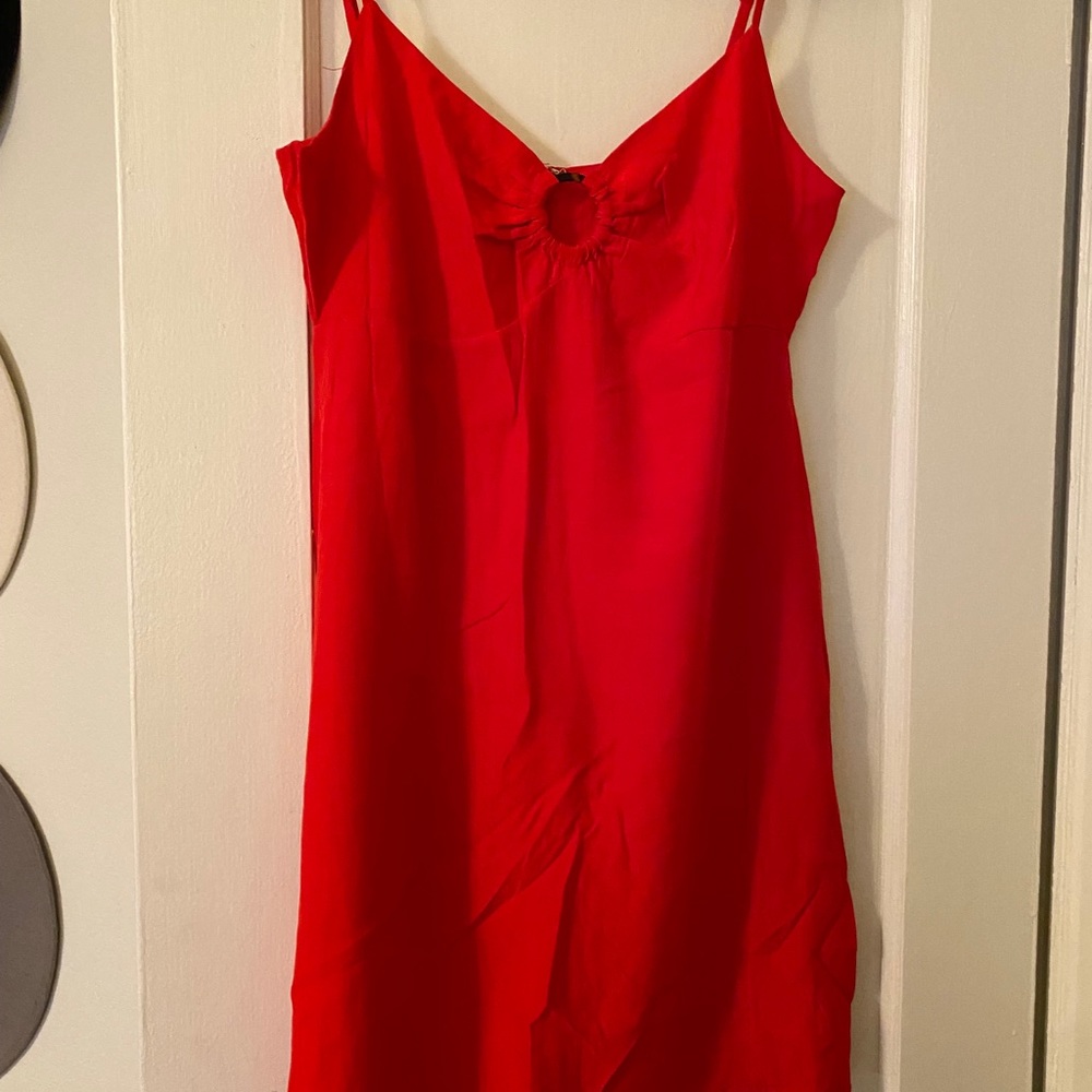 Red Linen Mini Dress